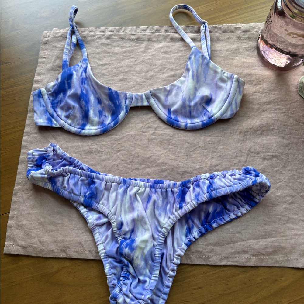 Blue Tie-Dye Bikini Set